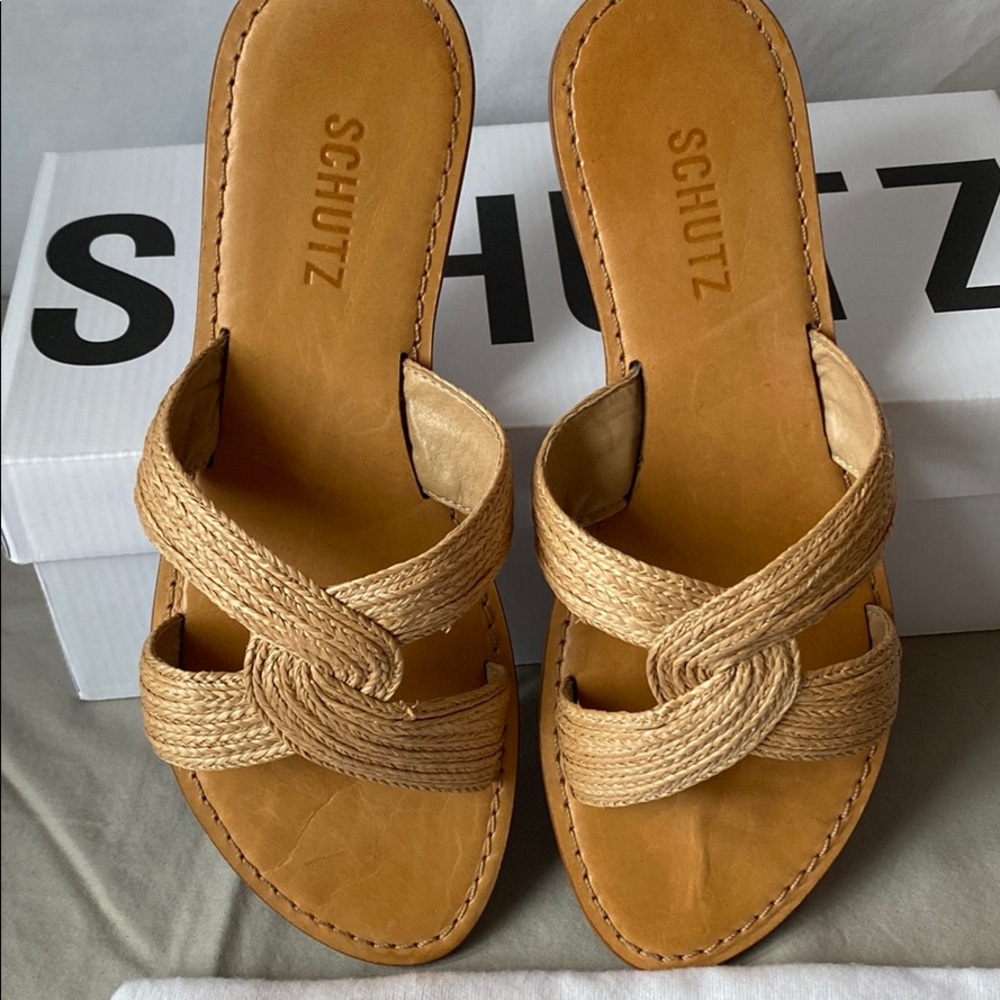 SCHUTZ Tan Braided Sandals